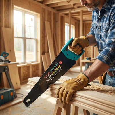 Scie egoine utilisée par un menuisier pour scier une moulure