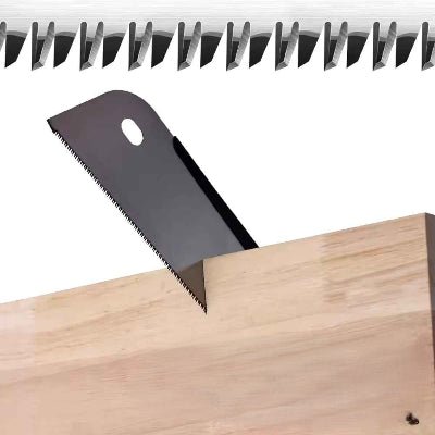 Scie japonaise PrecisionCraft et vue des détails de la dentur de la lame dozuki