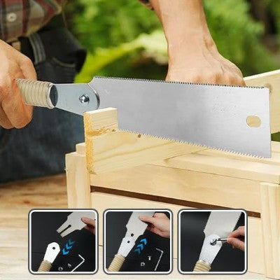 Scie japonaise PrecisionCraft ryobautilisee pour scier une planche de bois