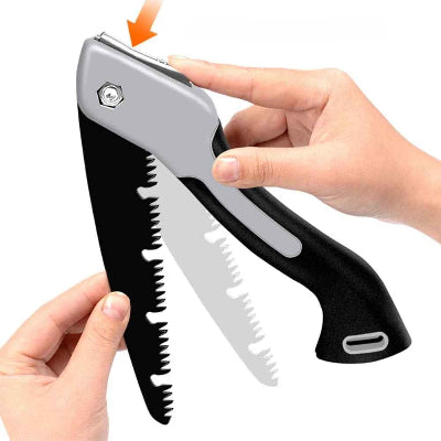 Scie Jardinature vue du bouton de fermeture de la scie