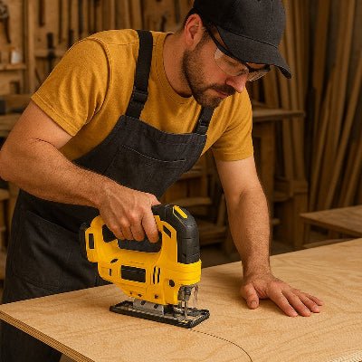 Scie sauteuse utilisée dans un atelier de menuiserie