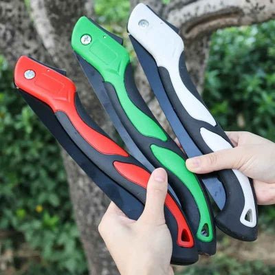 Scies à élaguer pliantes trois couleurs disponibles rouge vert et orange