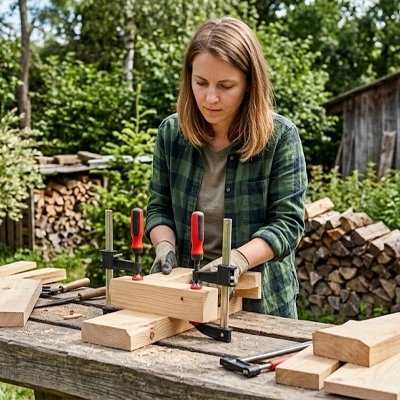 Serre joint utilisé par femme en extérieur