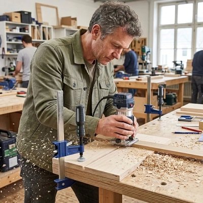 Serre joint utilisé par menuisier ponçant  bois