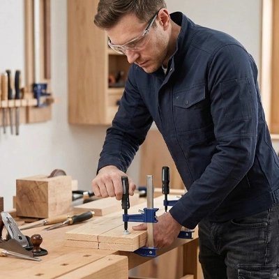 Serre joint utilisé par menuisier pour coller planches