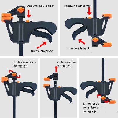 Serre joint menuisier NylonForce instructions mâchoire réversible