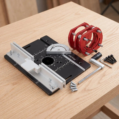 Table pour défonceuse noire avec élévateur sur table