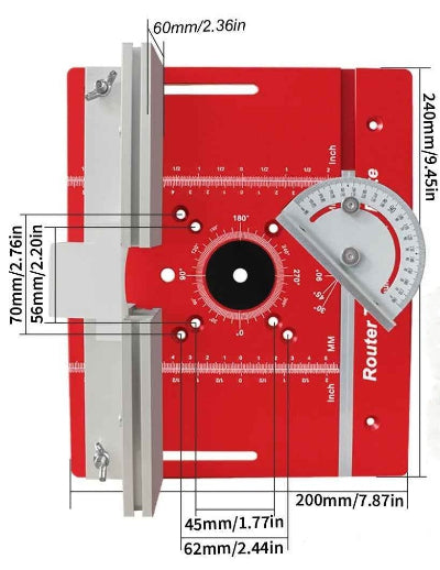 Table pour défonceuse rouge sans élévateur dimensions