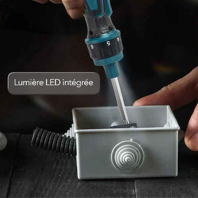 Tournevis électrique et lumière LED intégrée