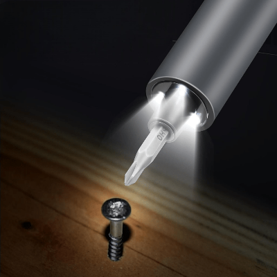 tournevis electrique gris avec lumiere integree 