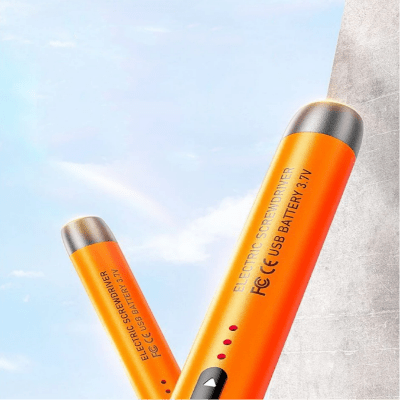 tournevis electrique orange avec batterie usb 3.7V