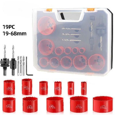Trousse de scie cloche pour bois et coffre avec couvercle transparent