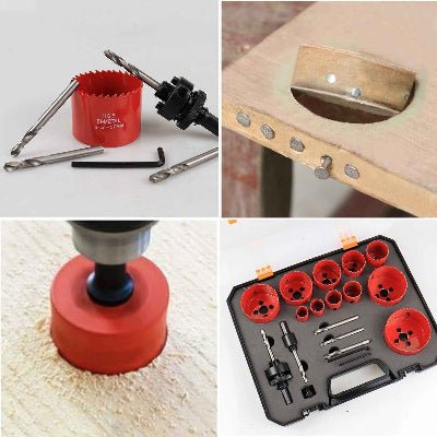 Trousse de scie cloche pour bois et ses accessoires et quelques applications
