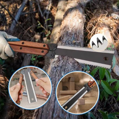 Utilisation de la scie pliante perspective sur le pliage et les dents de la lame