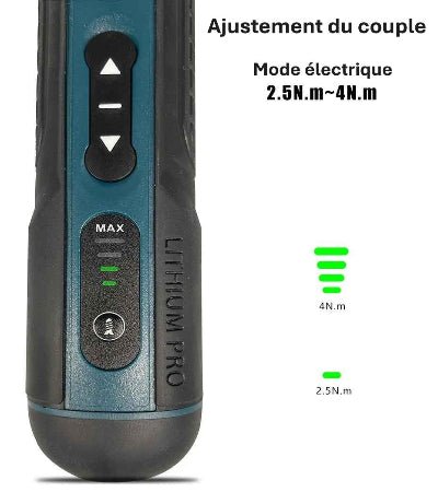 Visseuse ajustement du couple vue du voyant lumineux